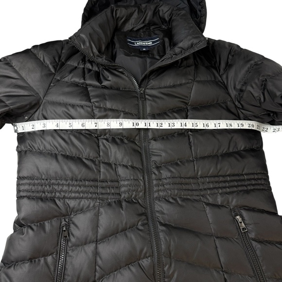 Lands End Coat Hooded Goose Down Long Parka Puffer Jacket M Black Winter Casual - Picture 10 of 13
